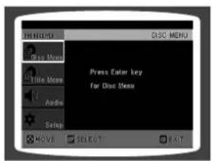 DISC MENU Press Enter key for Disc Menu