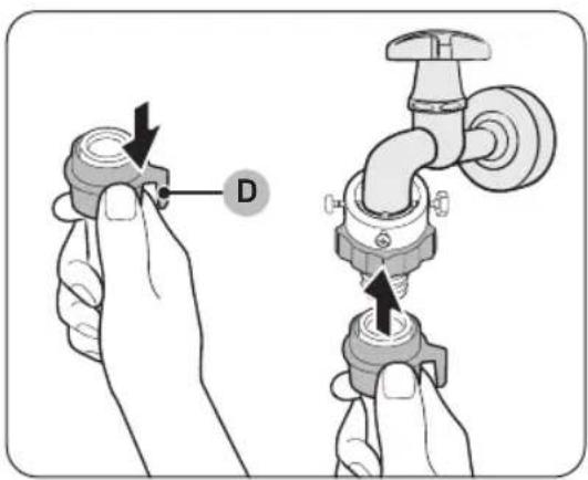 Diagram showing two hands adjusting a dial lock mechanism, labeled with 'D' and arrows indicating action.