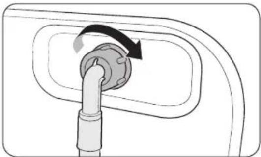 Diagram of a car door handle with a valve and arrow indicating rotation (no text or symbols)