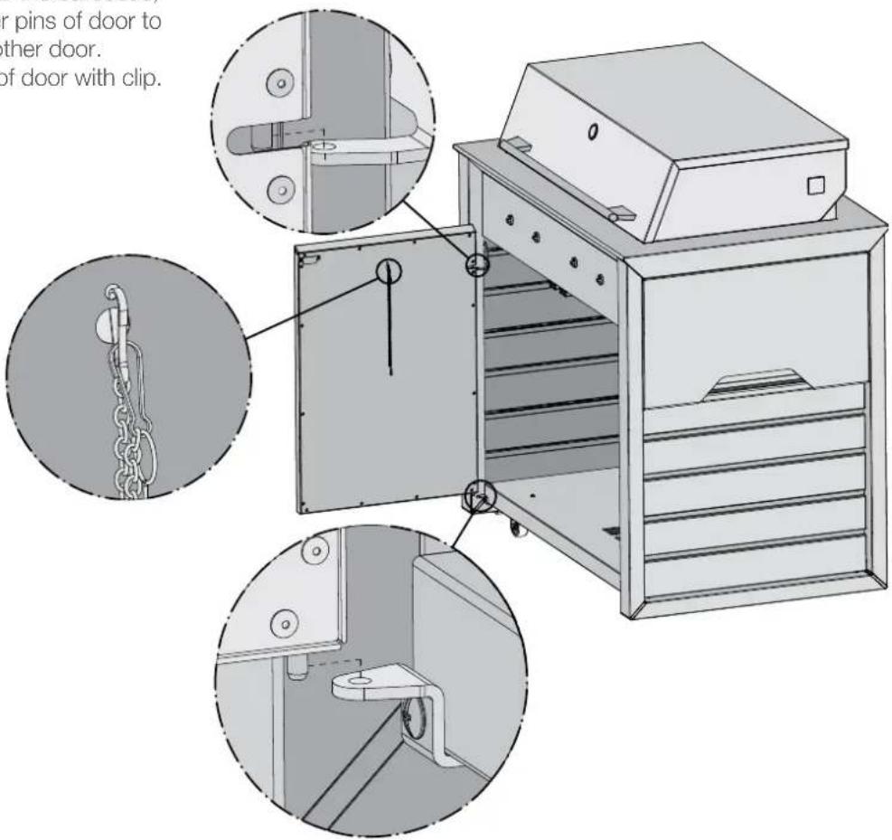 or pins of door to other door. of door with clip.