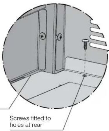 Screws fitted to holes at rear