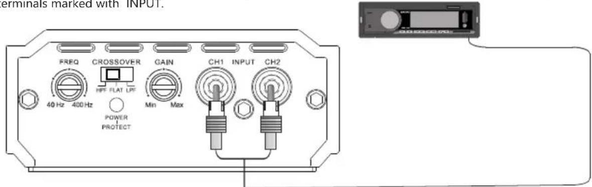 Deaf Bonce Machete MLA-150.2XS - Standard wiring diagram of two-channel amplifier to Head Unit - 1