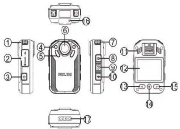 Diagram of a mobile phone with numbered parts for identification and assembly reference.