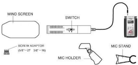 WIND SCREEN SWITCH SCREW ADAPTOR (5/8"-27 3/8"-16) MIC HOLDER MIC STAND