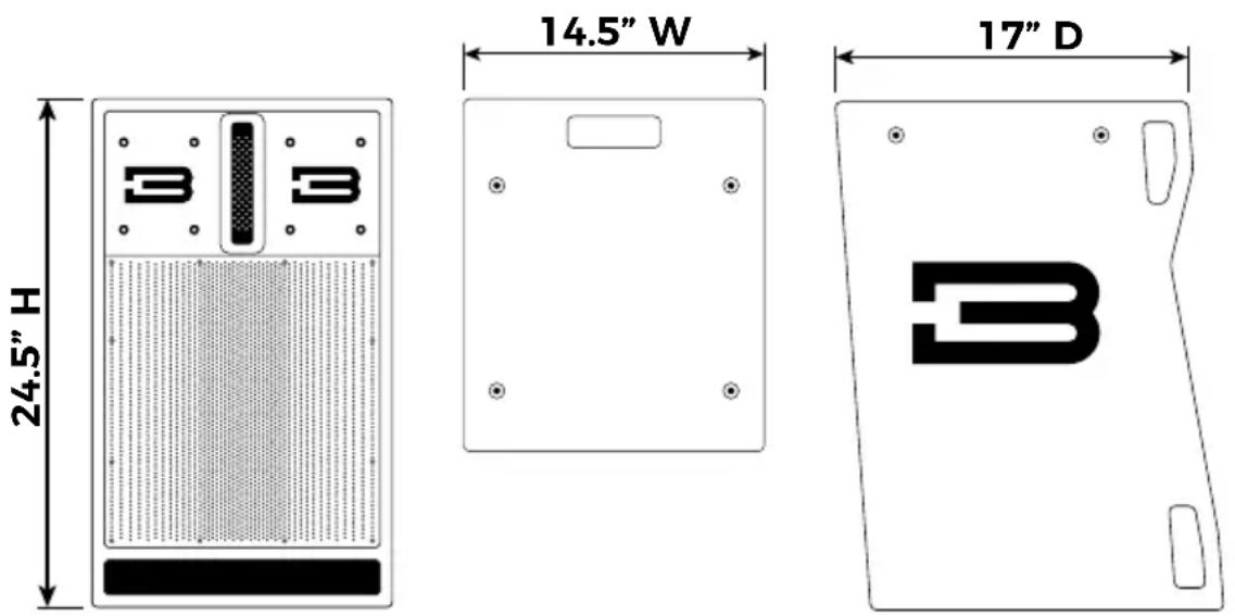24.5" H 14.5" W 17" D
