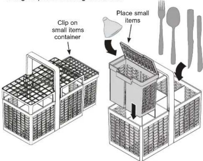 Clip on small items container Place small items