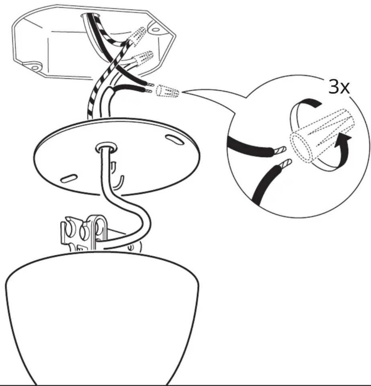 Technical diagram showing cable installation process with 3x speed indicator and component details