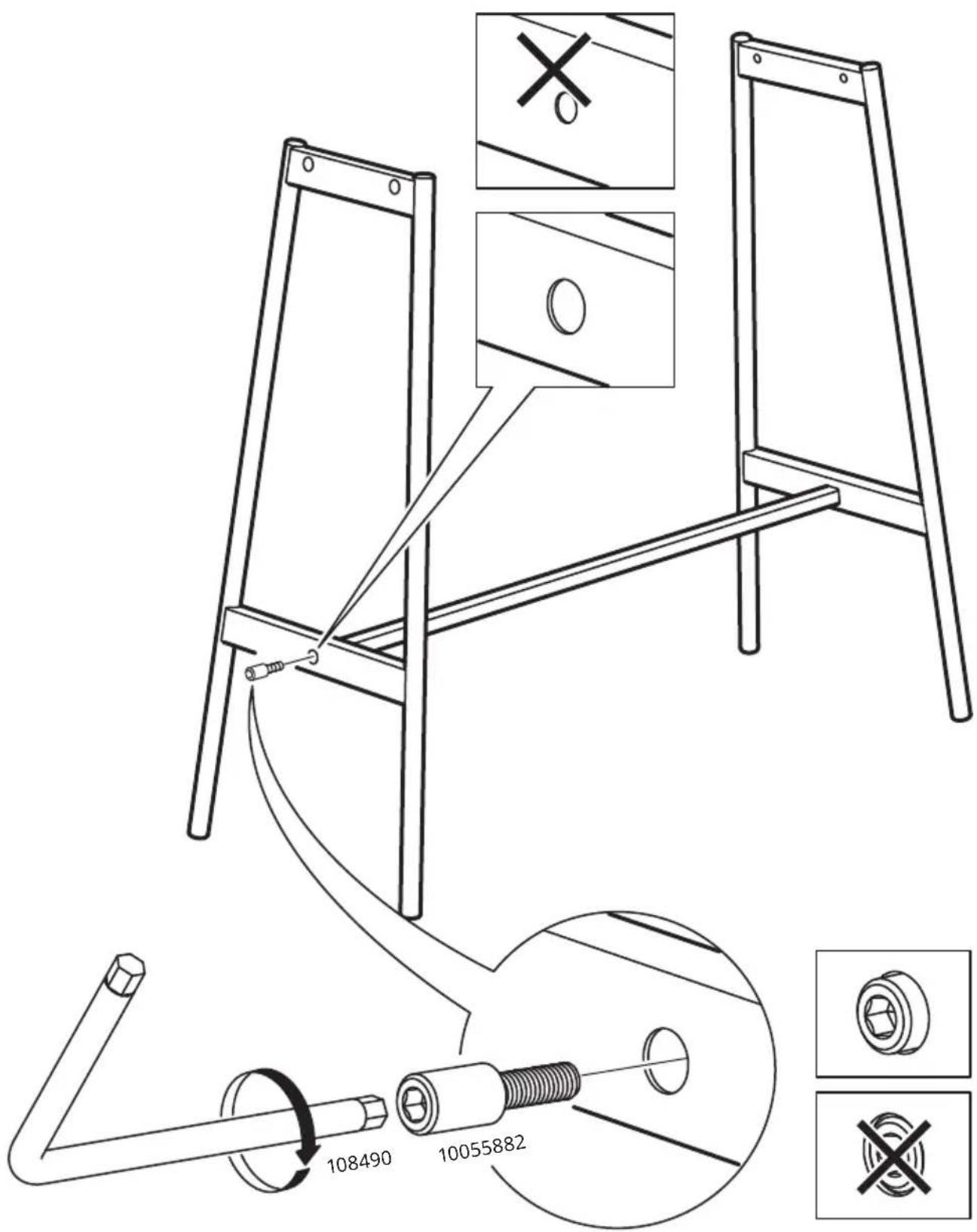 Technical diagram illustrating a mechanical assembly with labeled parts and a magnified view of the tool path.