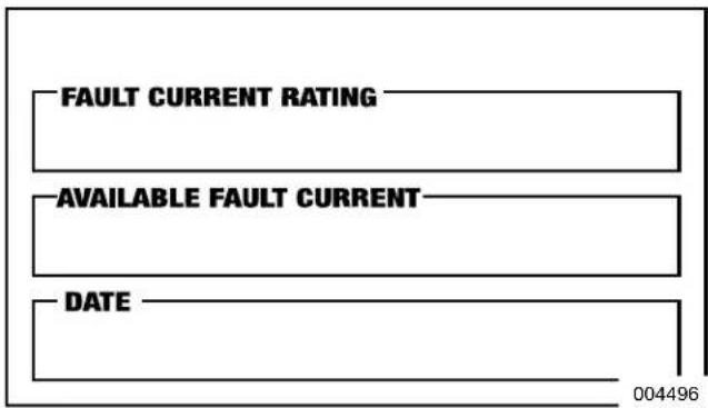 FAULT CURRENT RATING AVAILABLE FAULT CURRENT DATE 004496