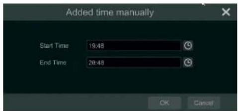 Added time manually Start Time 19:48 End Time 20:48 OK Cancel
