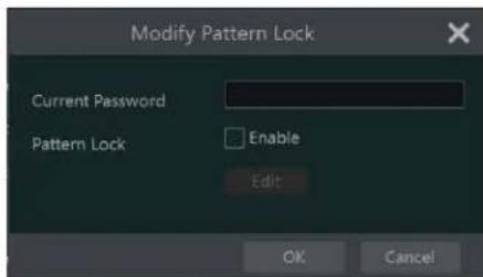 Modify Pattern Lock Current Password Pattern Lock Enable Edit OK Cancel