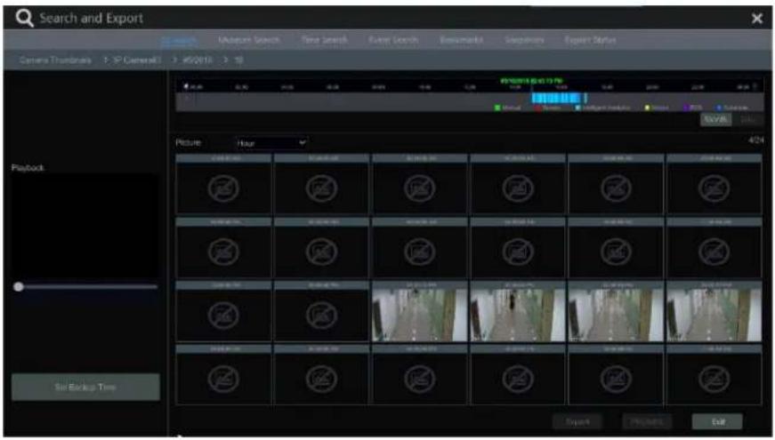 Search and Export Camera Transdrains > XP Camera81 > 450/2016 > 10 Playback Size Backup Time Picture Hour 4/24 Export Pre Slovenia Exit
