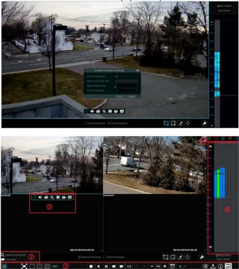 Smart Playback Settings Playback: Smart Playback Playback: Smart Playback Playback: Smart Playback Search and Export Live View Normal Playback Smart Playback 15:48:48 23:28:48