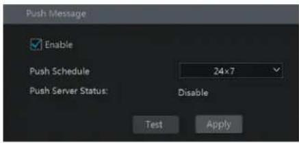 Push Message Enable Push Schedule 24x7 Push Server Status: Disable Test Apply