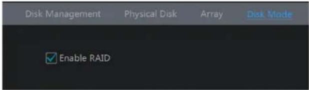 Disk Management Physical Disk Array Disk Mode Enable RAID