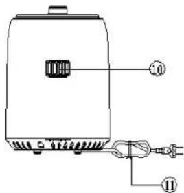 Technical diagram of a portable air heater with labeled components and piping connections