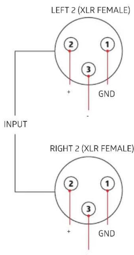LEFT 2 (XLR FEMALE) 2 1 3 + - GND INPUT RIGHT 2 (XLR FEMALE) 2 1 3 + - GND