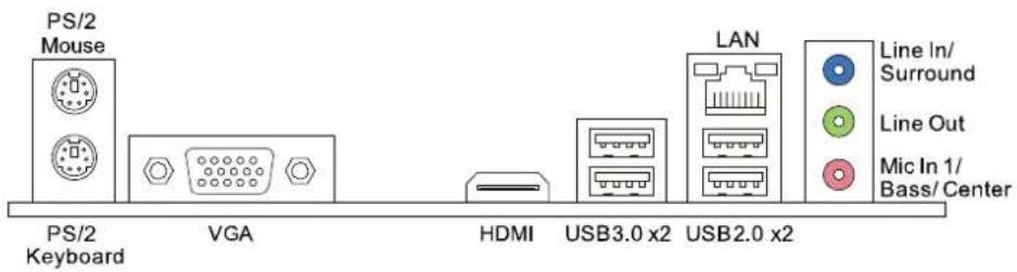 BIOSTAR J3060NH - Rear Panel Connectors - 1