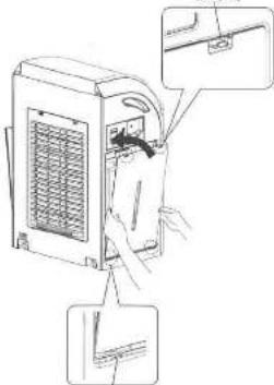 Diagram showing a person inserting a device into a device with labeled parts, likely illustrating a device's internal structure or assembly.