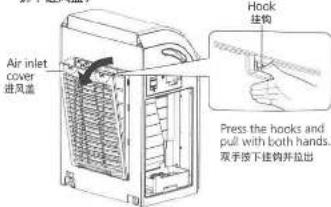 Air inlet cover 进风盖 Hock 结构 Press the hooks and pull with both hands. 双手按下结构并拉出