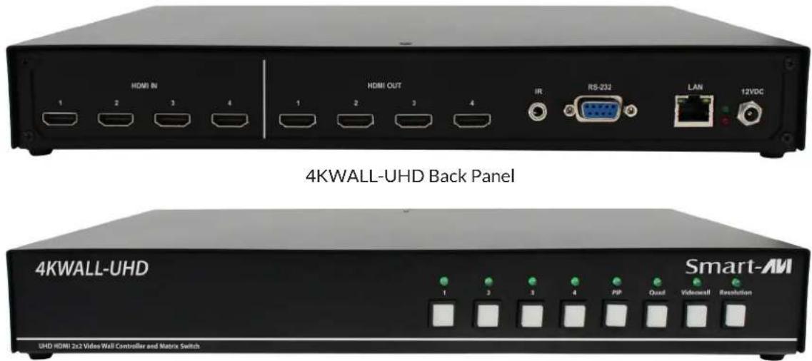 4KWALL-UHD Back Panel 4KWALL-UHD Smart-AM UHD HDMI 2x2 Video Wall Controller and Matrix Switch