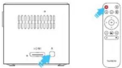Diagram showing front view of a home control unit with labeled ports and navigation controls