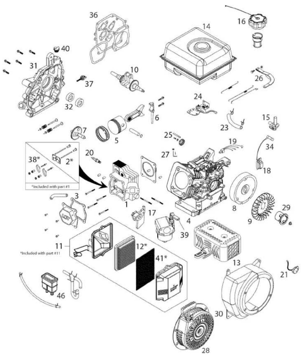Craftsman 917.299011 - TILLER -- MODEL NUMBER 917.299011 ENGINE, LCT -- MODEL NUMBER PLMHK14600124P-BPQE2 - 1