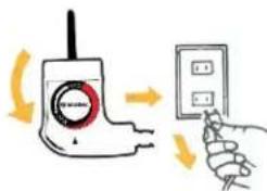 Diagram showing electrical switch operation with labeled components and directional arrows indicating rotation or adjustment.