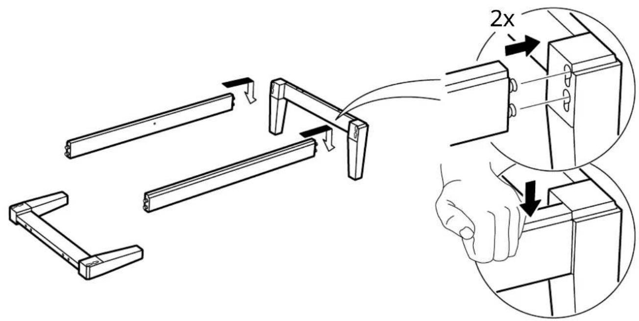 Technical diagram showing a mechanical assembly with labeled components and 2x magnification indicator