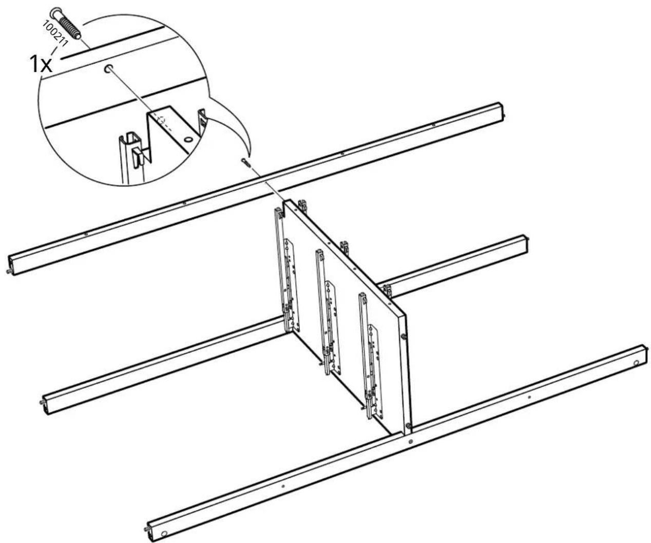 Technical diagram of a mechanical assembly with labeled parts and an inset showing a close-up of a component detail.