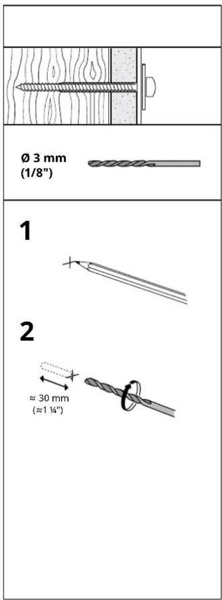 Ø 3 mm (1/8") 1 2 ≈ 30 mm (≈1 ¼)