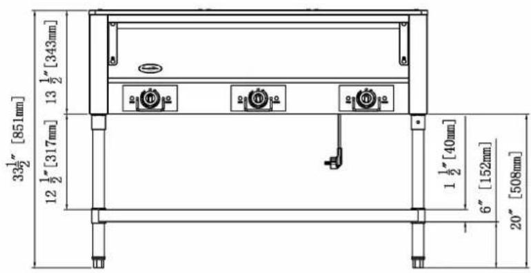 33½" [851mm] 12 ½" [317mm] 13 ½" [343mm] 1 ½" [40mm] 6" [152mm] 20" [508mm]