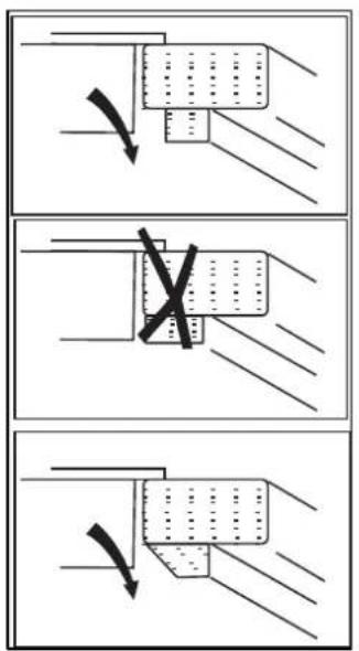 Technical diagram showing three steps of a mechanical or structural assembly with directional arrows indicating motion or force directions.
