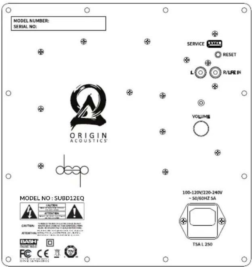 Origin Acoustics Deep SUBD8EQ - CONTROLS AND INDICATORS - 1