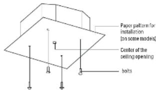 Paper pattern for installation (on some modes) Center of the ceiling opening boils