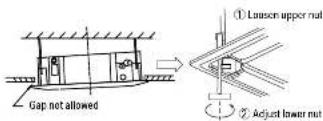 Gap not allowed ① Lasso upper nut ② Adjust lower nut