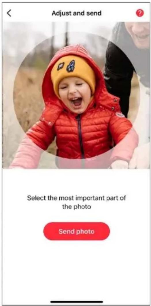Adjust and send Select the most important part of the photo Send photo