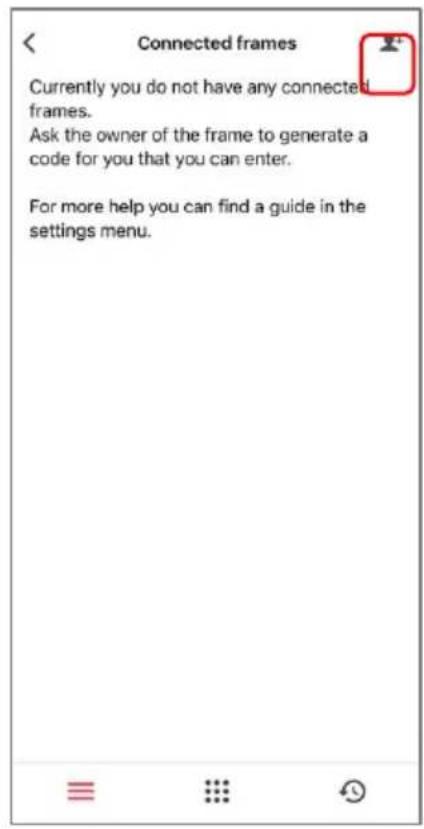Connected frames Currently you do not have any connected frames. Ask the owner of the frame to generate a code for you that you can enter. For more help you can find a guide in the settings menu.