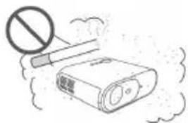 Illustration of a smoking device with a no-smoking symbol and smoke, indicating no smoking or smoking.