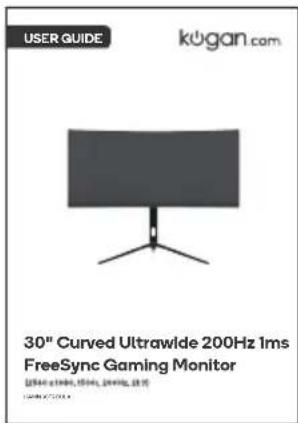 USER GUIDE kogan.com 30" Curved Ultrawide 200Hz 1ms FreeSync Gaming Monitor [美] 罗伯特·罗伯特, 200MHz, 中国 JUNIN.COM
