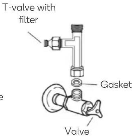 T-valve with filter Gasket Valve