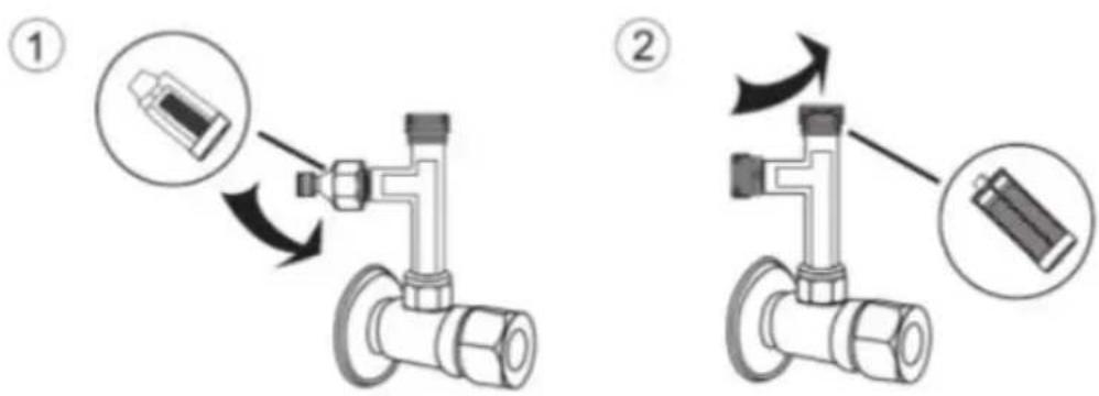 Diagram illustrating two-step installation of a mechanical valve, showing component positioning and assembly steps.