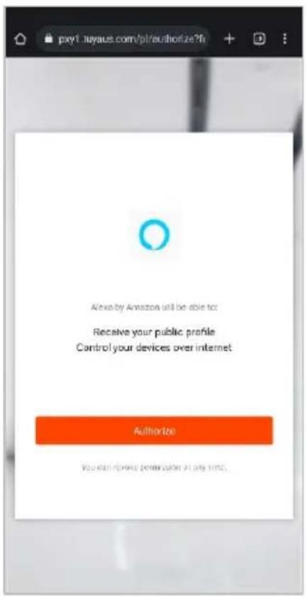 pxy1.tuyaus.com/pl/authorize?fi Alexa by Amazon will be able to Receive your public profile Control your devices over internet Authorize You want to access permission at any time.