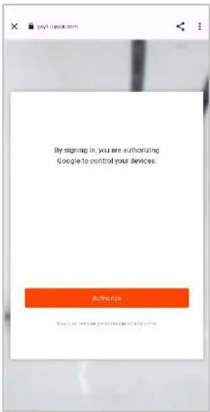 By signing in, you are authorizing Google to control your devices. Authorize You can receive permission at any time.