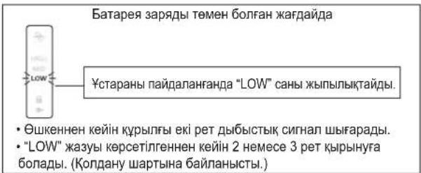 Батарея заряды төмен болған жағдайда Устараны пайдаланғанда "LOW" саны жыпылықтайды. • Өшкеннен кейін құрылғы екі рет дыбыстық сигнал шығарады. • "LOW" жазуы көрсетілгеннен кейін 2 немесе 3 рет қырынуға болады. (Қолдану шартына байланысты.)