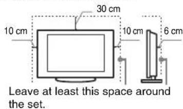 10 cm 30 cm 10 cm 6 cm Leave at least this space around the set.