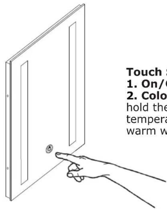 Touch 1. On/O 2. Colo hold the tempera warm w