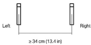 Left ≥ 34 cm (13.4 in) Right