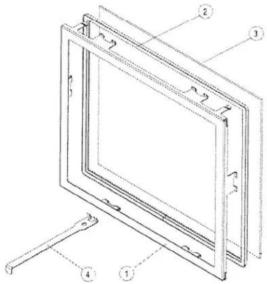 Technical diagram of a rectangular frame with numbered components, likely illustrating assembly or installation steps.