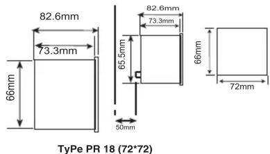 82.6mm 73.3mm 66mm 50mm 82.6mm 73.3mm 65.5mm 66mm 72mm TyPe PR 18 (72*72)